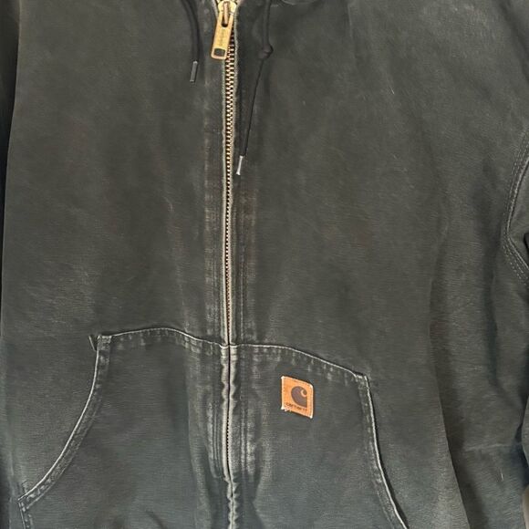 VINTAGE CARHARTT J130 MOS Moss Green Hooded Men's Jacket Workwear Size XXL - Picture 6 of 11